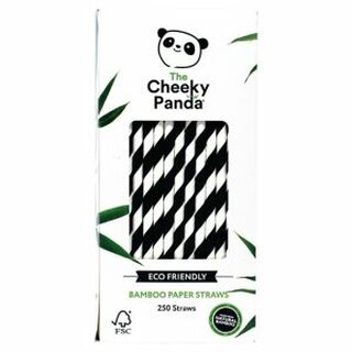 Cheekypanda Strohhalme - schwarz gemustert - 250 Stck