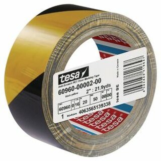 tesa Anti-Kratz-PET-Bodenmarkierungsband, 20 m x 50 mm, schwarz-gelb
