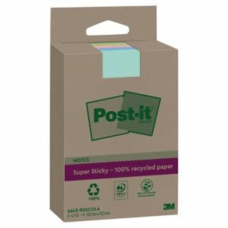 Post-It Haftnotizen 4645-RSSCOL4, 102x152mm, Recycling, 45 Blatt, sort., 4 Stck