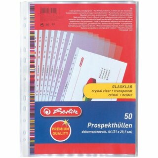 Herlitz 5850508 Prospekthülle, A4, PP, glasklar, 50 Stück