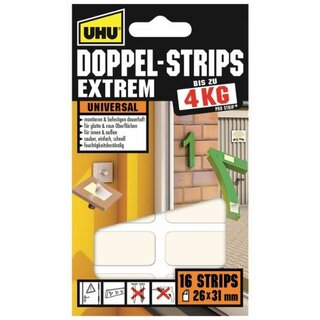 Uhu 45450 Klebestrip Beidseitig Extrem, 16 Stück