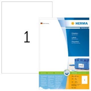 Etiketten Herma 4631 PREMIUM, 210 x 297mm (LxB), weiß,...