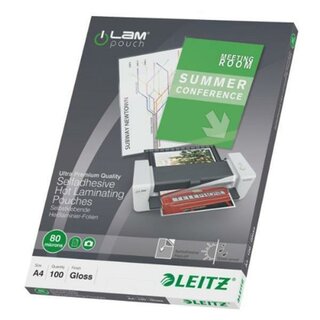 Laminiertaschen Leitz 33872, A4, 80 Micron, 100 Stck