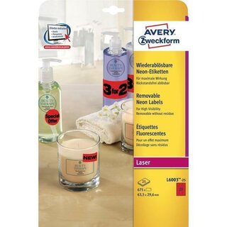 Etiketten Avery Zweckform L6003, 63,5 x 29,6mm (LxB),...