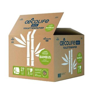 Fripa Toilettenpapier Oecolife 1612701 Bambus, 3lagig, 94x125mm, 27x250 Blatt