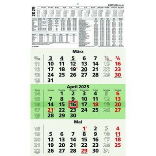 Zettler 3-Monatskalender 956 Recycling, 30 x 49cm, grün,...