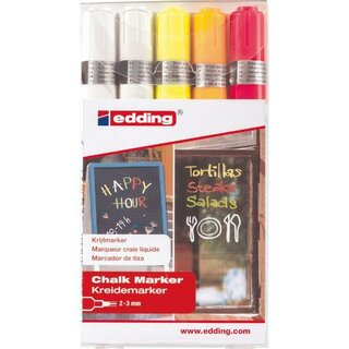 edding Kreidemarker 4095 4-4095-5999, Rundspitze, 2 - 3 mm, sortiert, 5 Stck