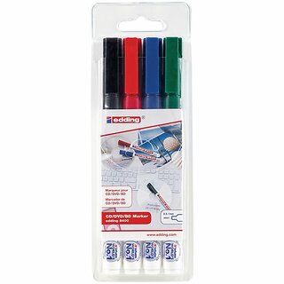 CD/DVD-Marker edding 8400, permanent, Strichstrke: 0,5-1mm, 4er Etui