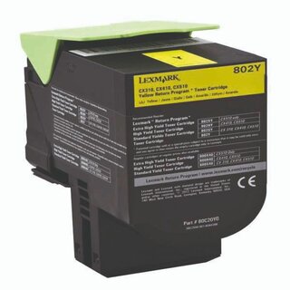 Toner Lexmark 80C20Y0, Reichweite: 1.000 Seiten, gelb