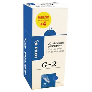 Gelschreiber Pilot G2, Strichstärke: 0,7mm, blau, 20 Stück