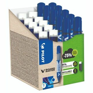 Boardmarer V-Board Pilot, rund, blau, 10 Stück + 10 Refiller